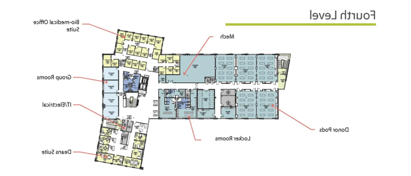 Map of the fourth level for the upcoming U N E College of Osteopathic Medicine building